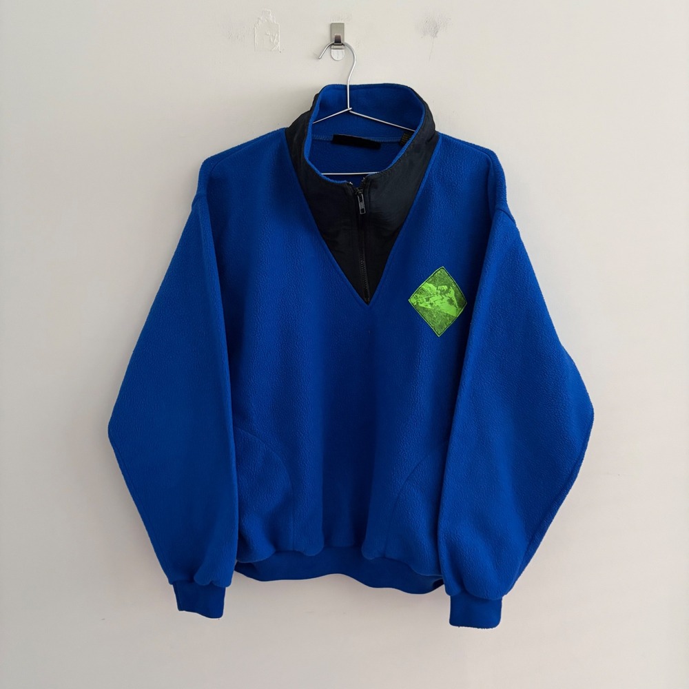Vintage Express Fleece Pullover 1/4 Zip Blue Mens Large